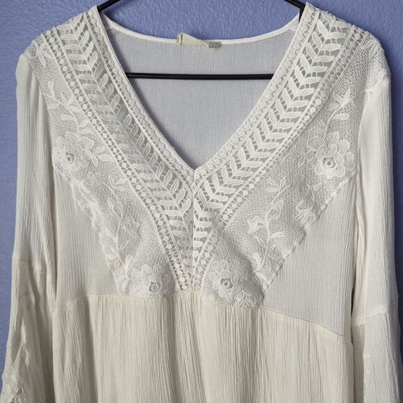 Women's Altar'd State Dress White Long Flutter Sleeve Fit & Flare Lace Medium - Picture 9 of 10